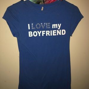 I Love My Boyfriend Blue (Tee)Shirt w/ Rhinestones